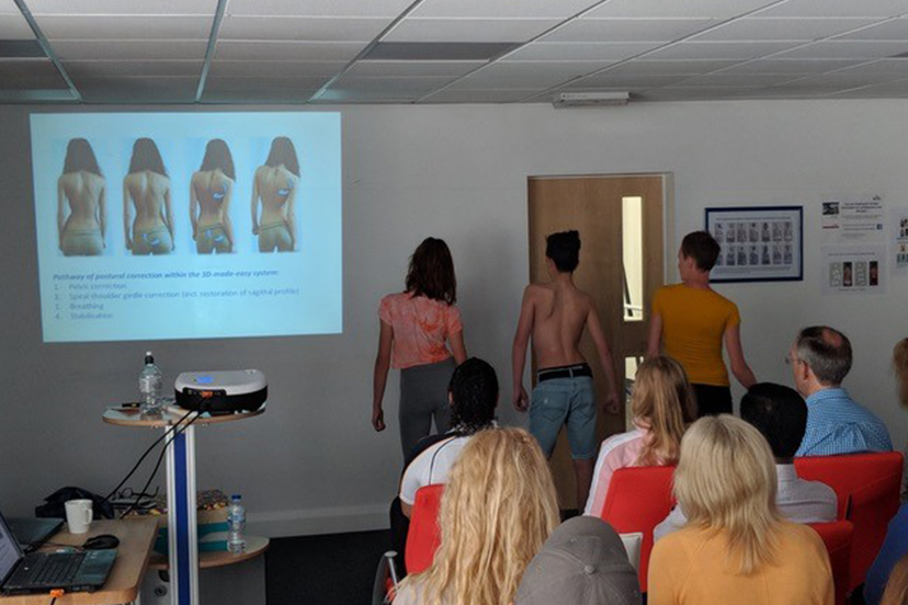 Above: exercises with patients at our Scoliosis Open Day.