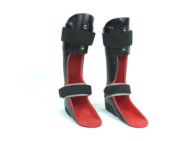 Above: Ankle foot orthoses (AFOs) similar to Zack's pair