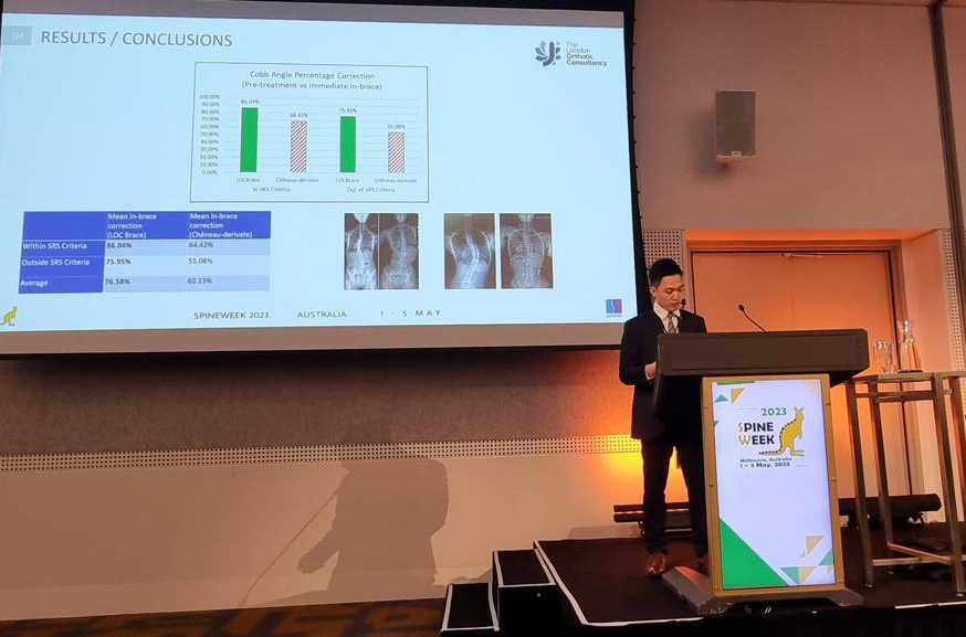 Jack Choong orthotist at the London Orthotic Consultancy presents scoliosis bracing findings at SOSORT scoliosis conference