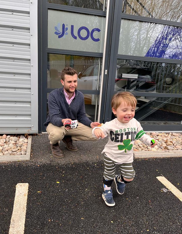 Connor Mumford, London Orthotic Consultancy clinician with young patient with hypermobility wearing recently fitted ankle foot orthoses